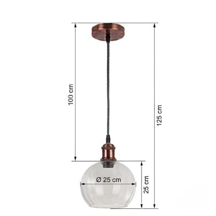 Brilagi - LED Lustr na lanku RETRO GLASS 1xE27/60W/230V pr. 25 cm bílá/čirá