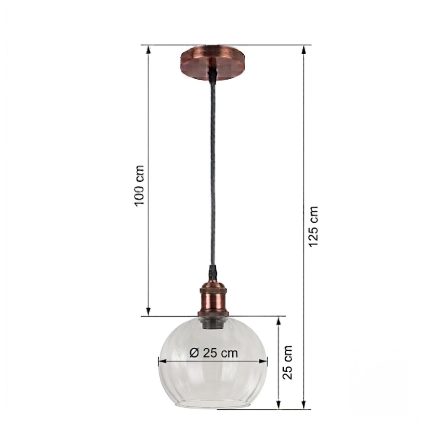 Brilagi - LED Lustr na lanku RETRO GLASS 1xE27/60W/230V pr. 25 cm bílá/čirá