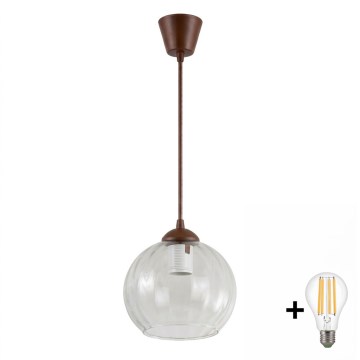 Brilagi - LED Lustr na lanku RETRO GLASS 1xE27/60W/230V pr. 25 cm hnědá/čirá
