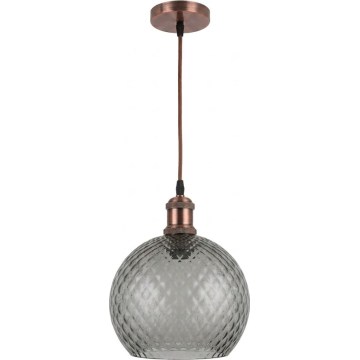 Brilagi - LED Lustr na lanku RETRO GLASS 1xE27/60W/230V pr. 25 cm měděná/kouřová šedá