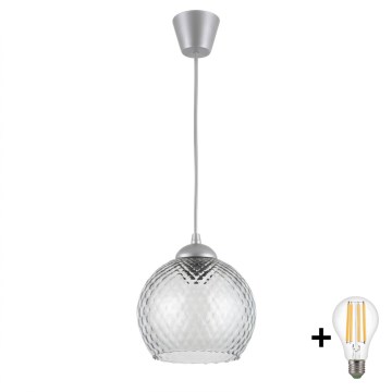 Brilagi - LED Lustr na lanku RETRO GLASS 1xE27/60W/230V pr. 25 cm stříbrná/kouřová šedá