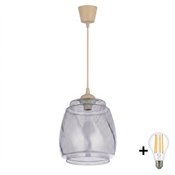 Brilagi - LED Lustr na lanku RETRO GLASS 1xE27/60W/230V pr. 26 cm béžová/kouřová šedá