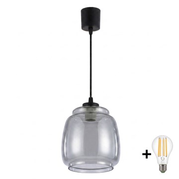 Brilagi - LED Lustr na lanku RETRO GLASS 1xE27/60W/230V pr. 26 cm černá/kouřová šedá