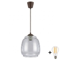 Brilagi - LED Lustr na lanku RETRO GLASS 1xE27/60W/230V pr. 26 cm hnědá/kouřová šedá