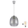 Brilagi - LED Lustr na lanku RETRO GLASS 1xE27/60W/230V pr. 26 cm stříbrná/kouřová šedá