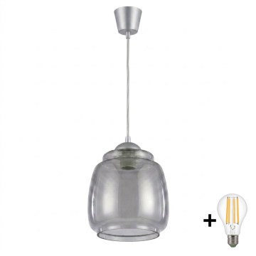 Brilagi - LED Lustr na lanku RETRO GLASS 1xE27/60W/230V pr. 26 cm stříbrná/kouřová šedá
