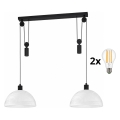 BRILAGI - LED Lustr na lanku RETRO GLASS 2xE27/40W/230V černá/bílá