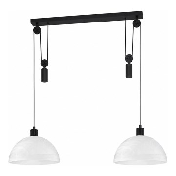 BRILAGI - LED Lustr na lanku RETRO GLASS 2xE27/40W/230V černá/bílá