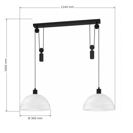 BRILAGI - LED Lustr na lanku RETRO GLASS 2xE27/40W/230V černá/bílá