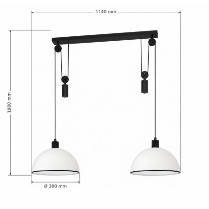 BRILAGI - LED Lustr na lanku RETRO GLASS 2xE27/40W/230V černá/bílá