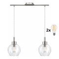 BRILAGI - LED Lustr na lanku RETRO GLASS 2xE27/60W/230V matný chrom/čirá