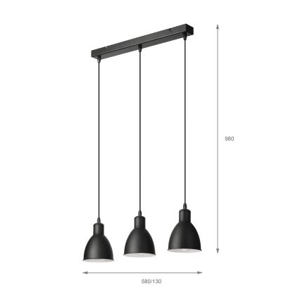 Brilagi - LED Lustr na lanku RIDDY 3xE27/60W/230V černá