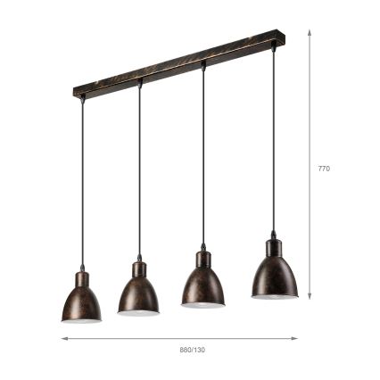Brilagi - LED Lustr na lanku RIDDY 4xE27/60W/230V měděná/patina