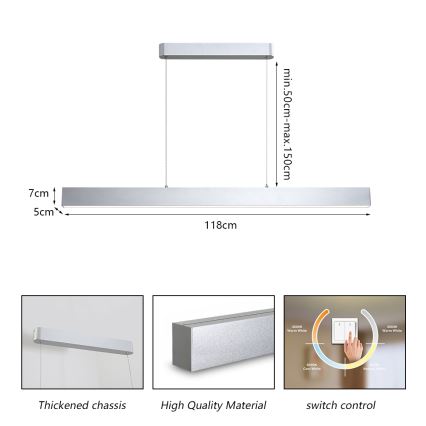Brilagi - LED Lustr na lanku SLEEKLINE LED/40W/230V 3000/4500/6000K stříbrná