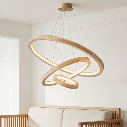 Brilagi - LED Lustr na lanku UMEA WOOD LED/45W/230V pr. 60 cm kaučukovník