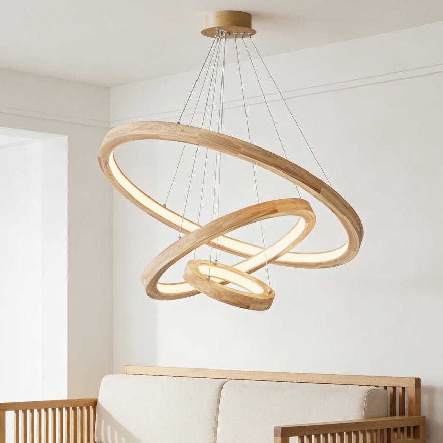 Brilagi - LED Lustr na lanku UMEA WOOD LED/45W/230V pr. 60 cm kaučukovník