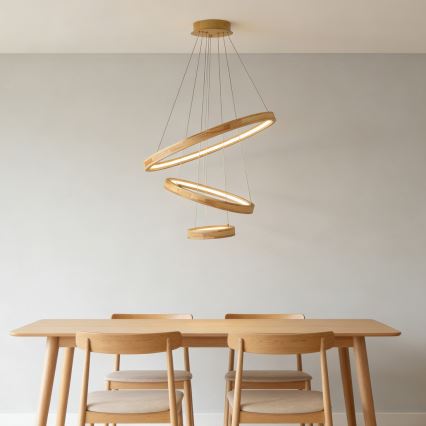 Brilagi - LED Lustr na lanku UMEA WOOD LED/45W/230V pr. 60 cm kaučukovník