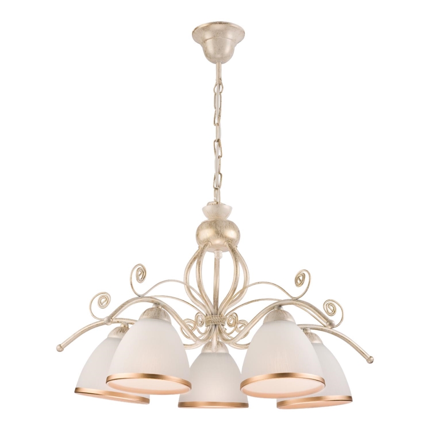 Brilagi - LED Lustr na řetězu ANTICO 5xE27/60W/230V 3000K bílá patina