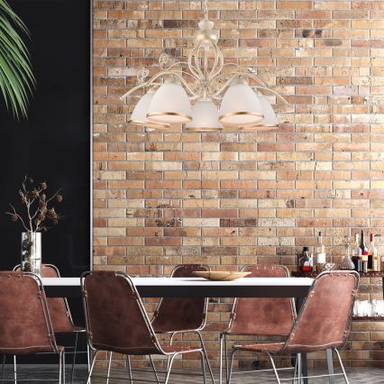 Brilagi - LED Lustr na řetězu ANTICO 5xE27/60W/230V 3000K bílá patina