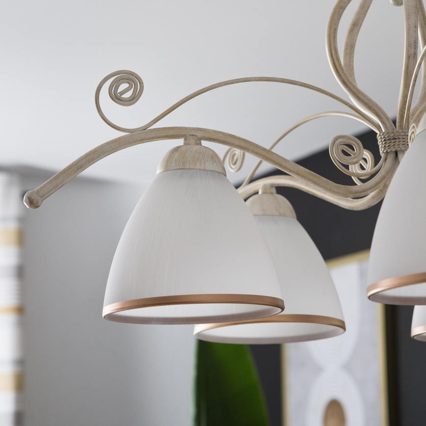 Brilagi - LED Lustr na řetězu ANTICO 5xE27/60W/230V 3000K bílá patina
