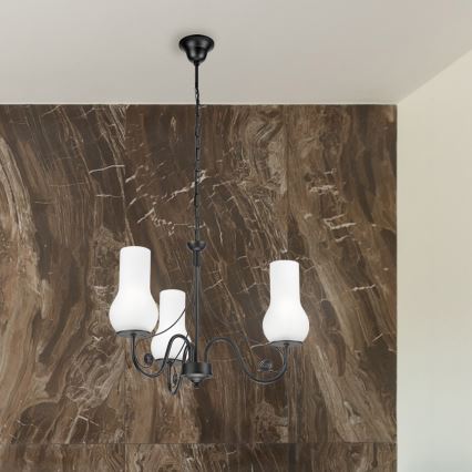 Brilagi - LED Lustr na řetězu COTTAGE 3xE14/40W/230V černá/bílá