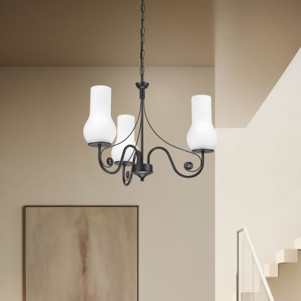 Brilagi - LED Lustr na řetězu COTTAGE 3xE14/40W/230V černá/bílá
