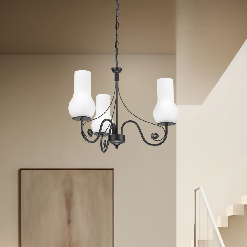 Brilagi - LED Lustr na řetězu COTTAGE 3xE14/40W/230V černá/bílá