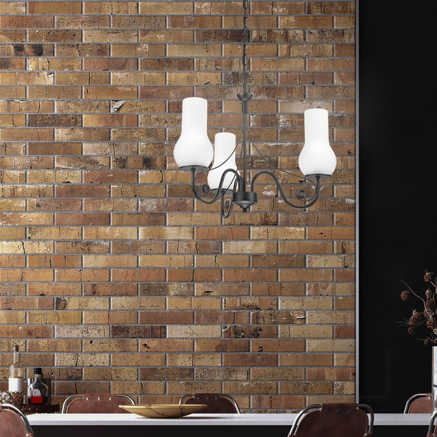 Brilagi - LED Lustr na řetězu COTTAGE 3xE14/40W/230V černá/bílá