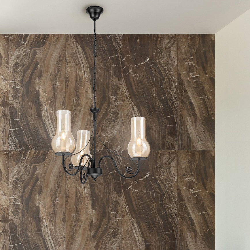 Brilagi - LED Lustr na řetězu COTTAGE 3xE14/40W/230V černá/hnědá
