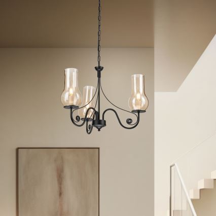 Brilagi - LED Lustr na řetězu COTTAGE 3xE14/40W/230V černá/hnědá