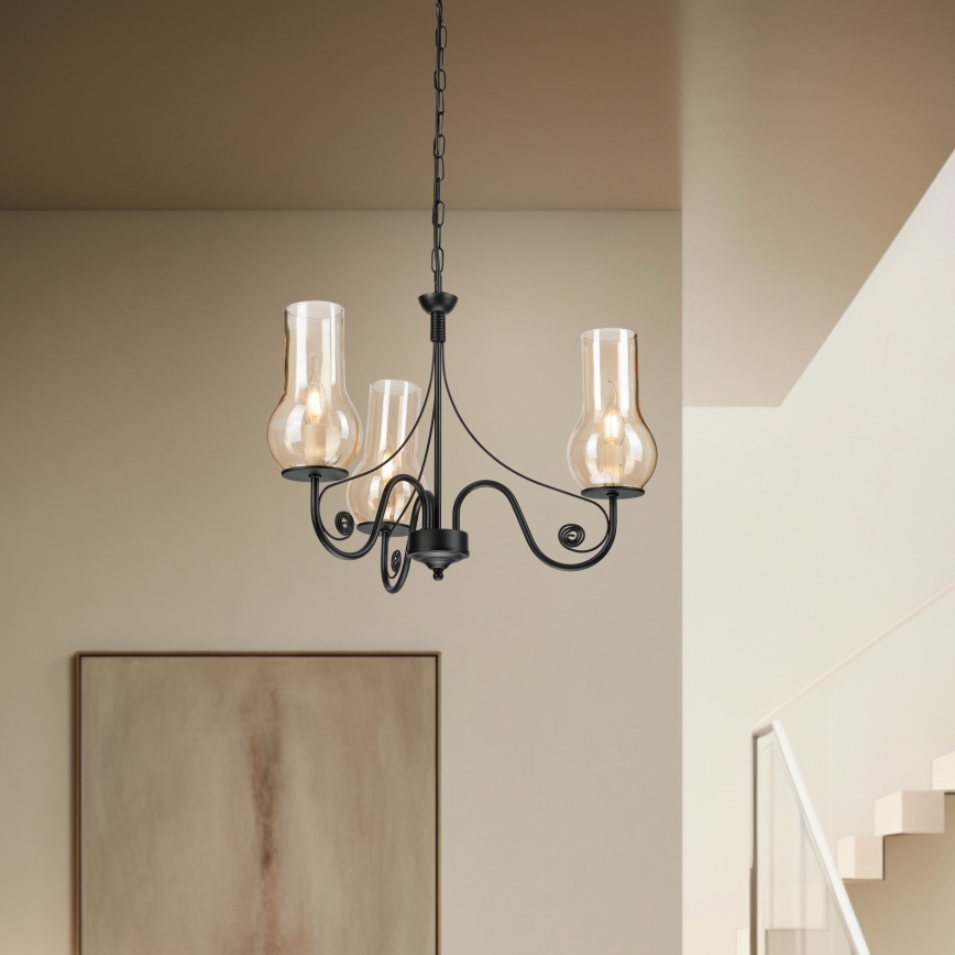 Brilagi - LED Lustr na řetězu COTTAGE 3xE14/40W/230V černá/hnědá
