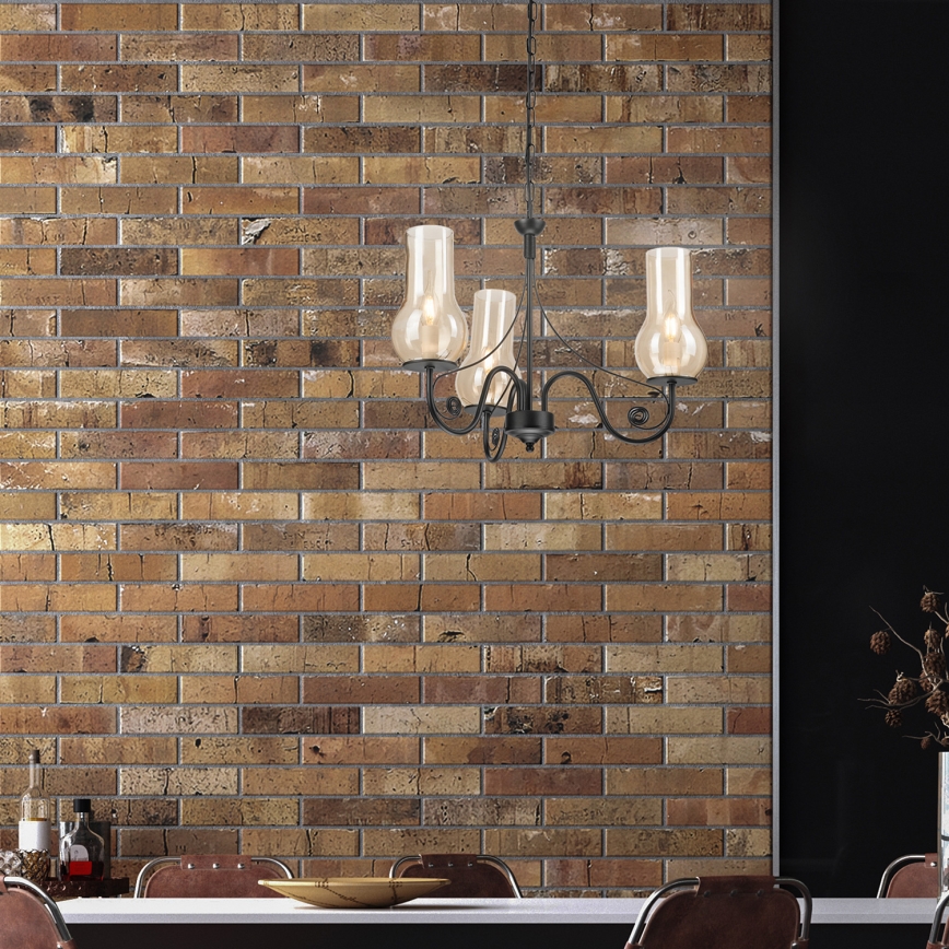 Brilagi - LED Lustr na řetězu COTTAGE 3xE14/40W/230V černá/hnědá