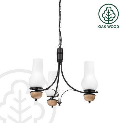 Brilagi - LED Lustr na řetězu COTTAGE 3xE14/40W/230V dub/černá/bílá