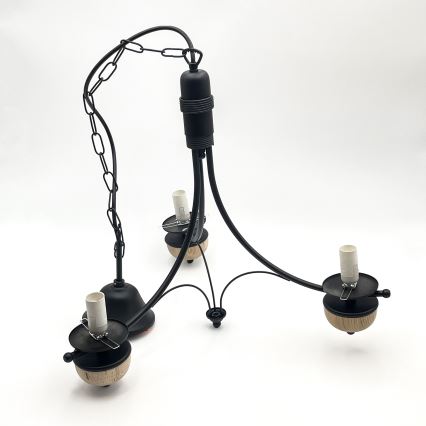 Brilagi - LED Lustr na řetězu COTTAGE 3xE14/40W/230V dub/černá/bílá