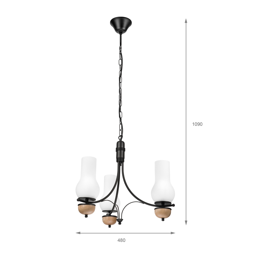 Brilagi - LED Lustr na řetězu COTTAGE 3xE14/40W/230V dub/černá/bílá