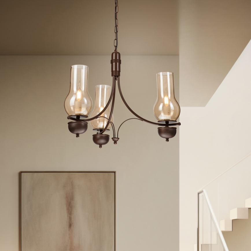 Brilagi - LED Lustr na řetězu COTTAGE 3xE14/40W/230V dub/hnědá