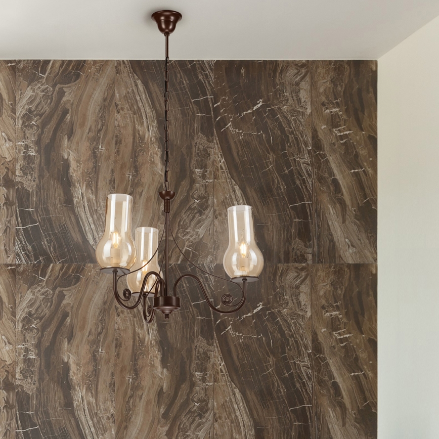 Brilagi - LED Lustr na řetězu COTTAGE 3xE14/40W/230V hnědá