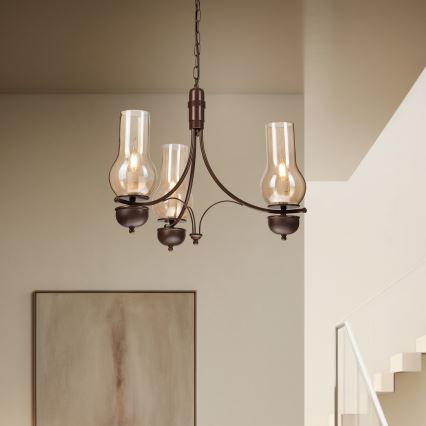 Brilagi - LED Lustr na řetězu COTTAGE 3xE14/40W/230V hnědá