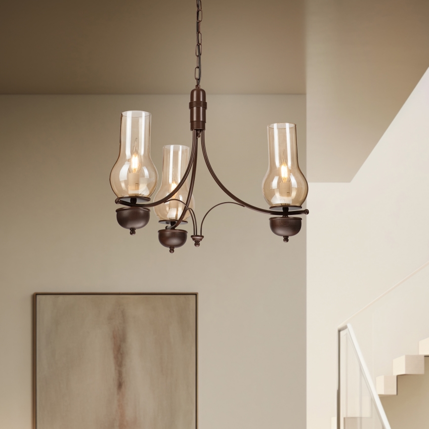 Brilagi - LED Lustr na řetězu COTTAGE 3xE14/40W/230V hnědá