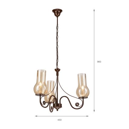 Brilagi - LED Lustr na řetězu COTTAGE 3xE14/40W/230V hnědá