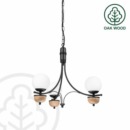 Brilagi - LED Lustr na řetězu COTTAGE 3xG9/40W/230V dub/bílá