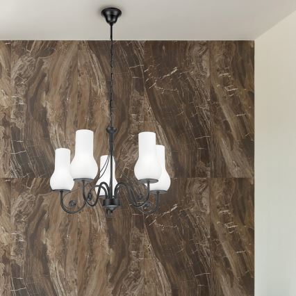Brilagi - LED Lustr na řetězu COTTAGE 5xE14/40W/230V černá/bílá
