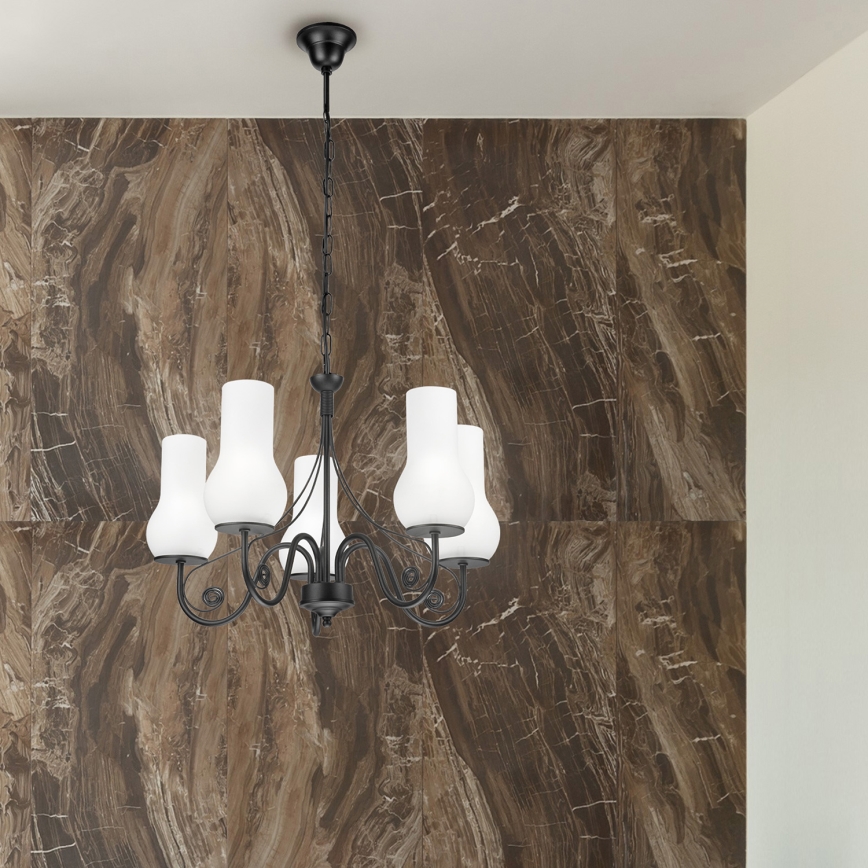 Brilagi - LED Lustr na řetězu COTTAGE 5xE14/40W/230V černá/bílá