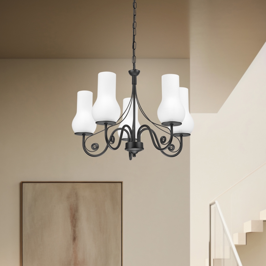 Brilagi - LED Lustr na řetězu COTTAGE 5xE14/40W/230V černá/bílá