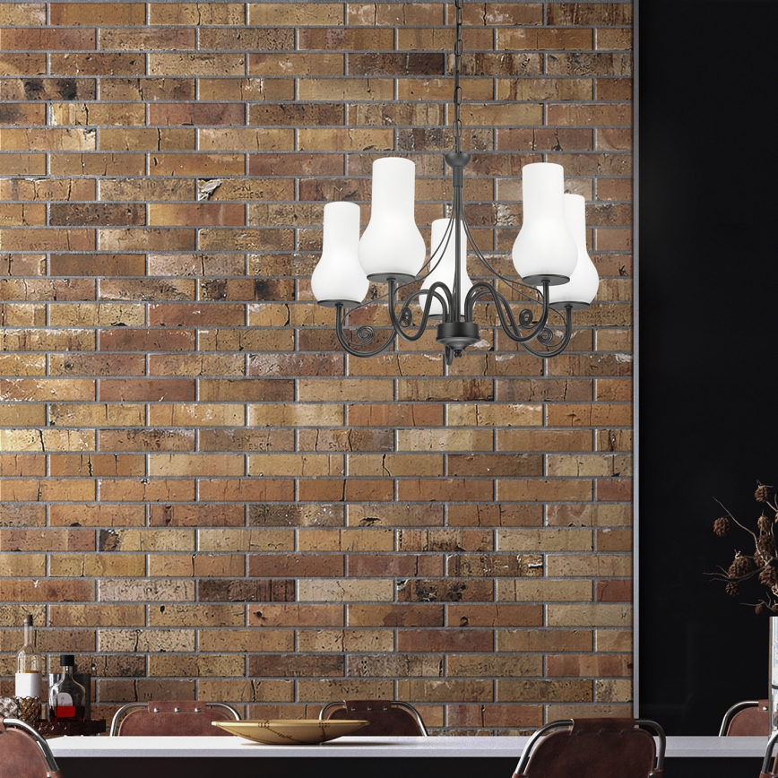 Brilagi - LED Lustr na řetězu COTTAGE 5xE14/40W/230V černá/bílá