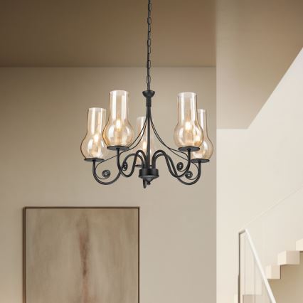 Brilagi - LED Lustr na řetězu COTTAGE 5xE14/40W/230V černá/hnědá