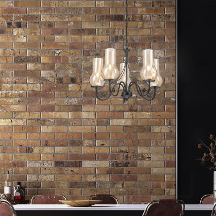 Brilagi - LED Lustr na řetězu COTTAGE 5xE14/40W/230V černá/hnědá