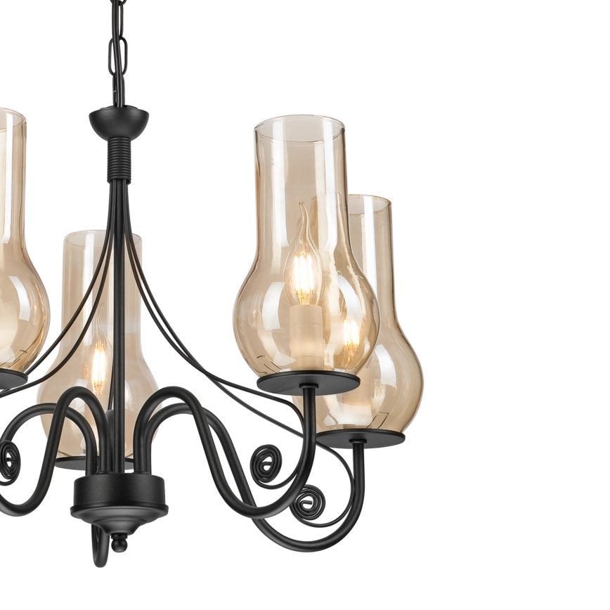Brilagi - LED Lustr na řetězu COTTAGE 5xE14/40W/230V černá/hnědá