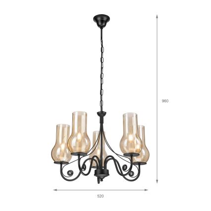 Brilagi - LED Lustr na řetězu COTTAGE 5xE14/40W/230V černá/hnědá