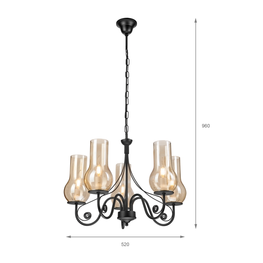 Brilagi - LED Lustr na řetězu COTTAGE 5xE14/40W/230V černá/hnědá